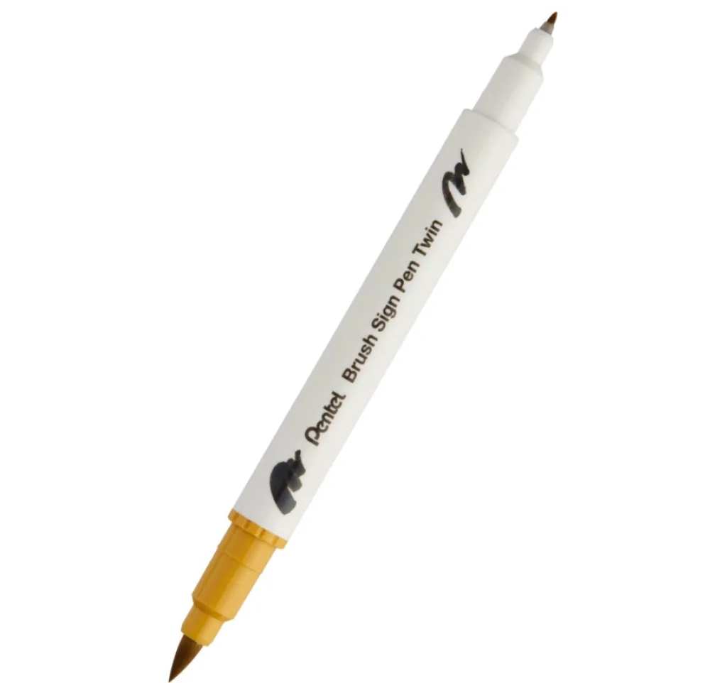 Pentel Dwustronny pisak pędzelkowy Brush Sign Pen Twin - - złota ochra