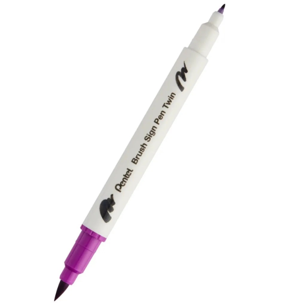 Pentel Dwustronny pisak pędzelkowy Brush Sign Pen Twin - - magenta
