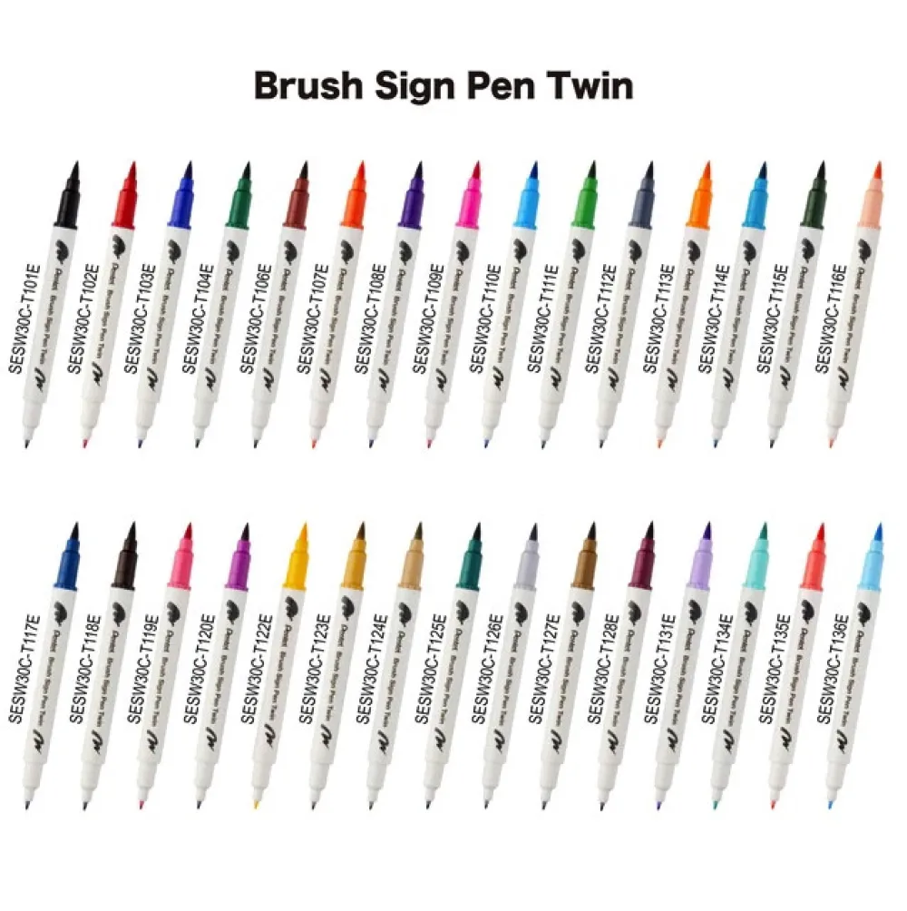 Pentel Dwustronny pisak pędzelkowy Brush Sign Pen Twin - - magenta