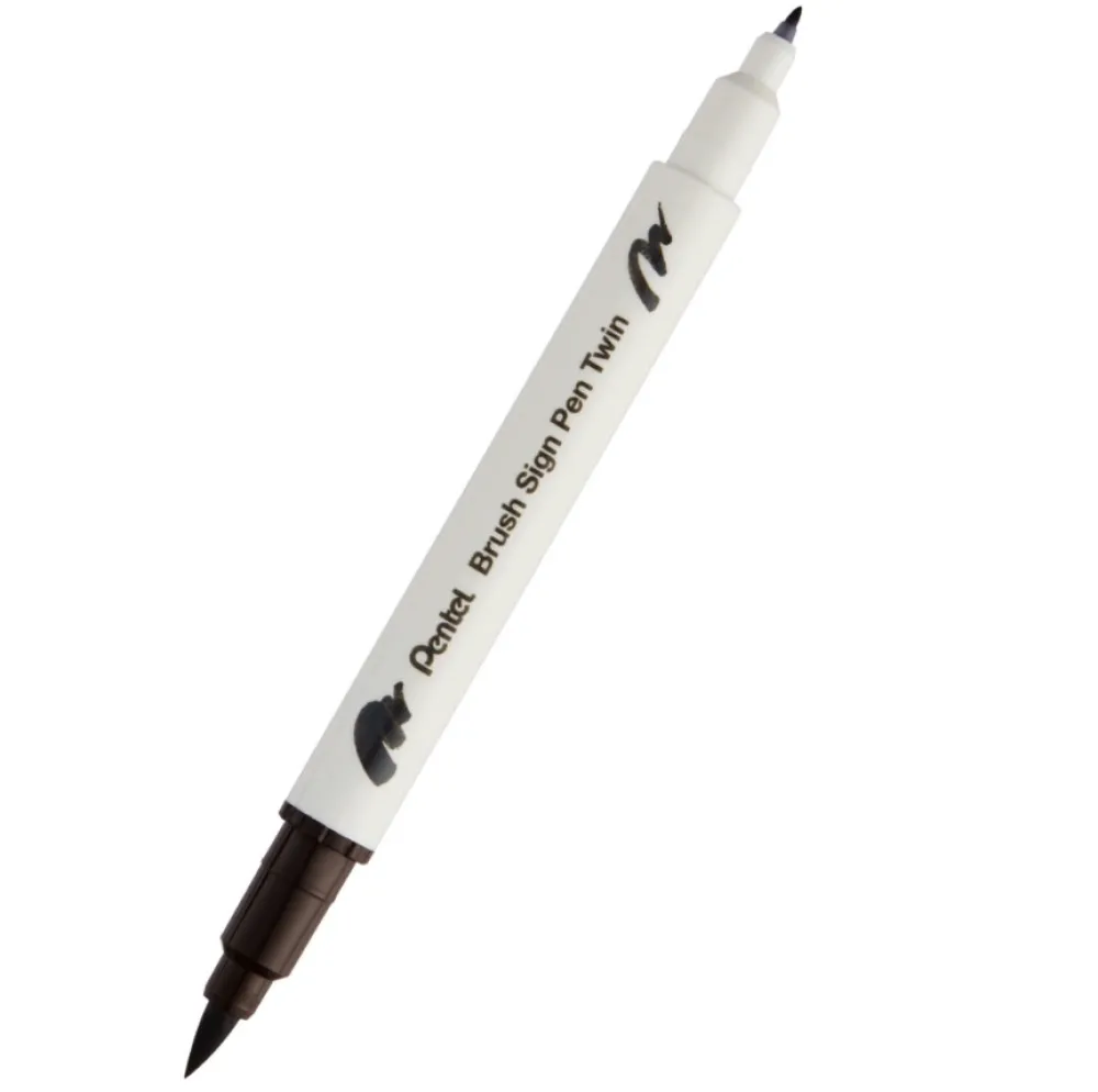 Pentel Dwustronny pisak pędzelkowy Brush Sign Pen Twin - - stalowoniebieski > Pisaki Kaligraficzne