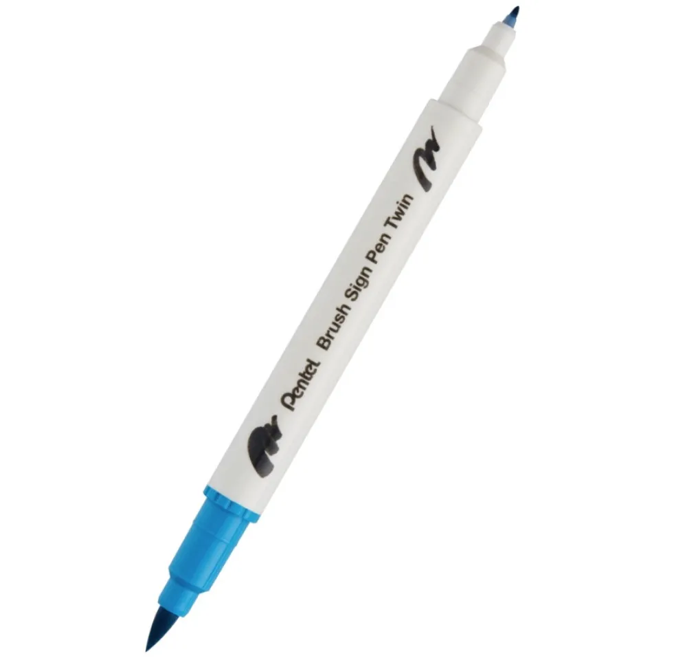 Pentel Dwustronny pisak pędzelkowy Brush Sign Pen Twin - - turkusowy