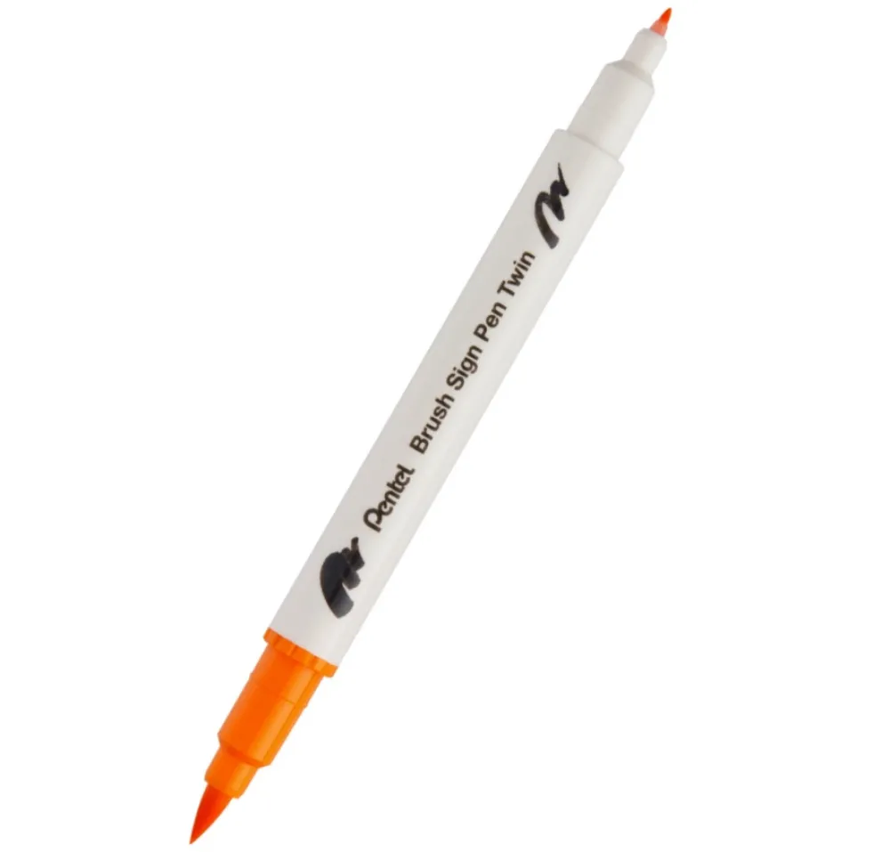 Pentel Dwustronny pisak pędzelkowy Brush Sign Pen Twin - - ochra