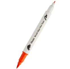 Pentel Dwustronny pisak pędzelkowy Brush Sign Pen Twin - - pomarańczowy ><noscript><img width=