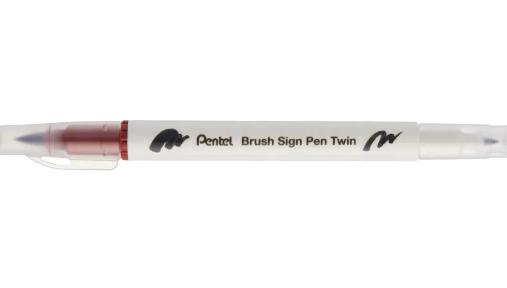 Pentel Dwustronny pisak pędzelkowy Brush Sign Pen Twin - - brązowy