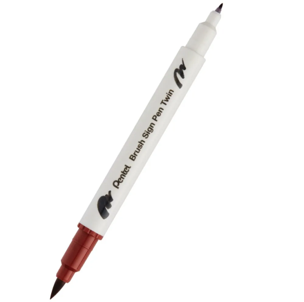 Pentel Dwustronny pisak pędzelkowy Brush Sign Pen Twin - - brązowy