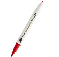 Pentel Dwustronny pisak pędzelkowy Brush Sign Pen Twin - - czerwony > Pisaki Kaligraficzne