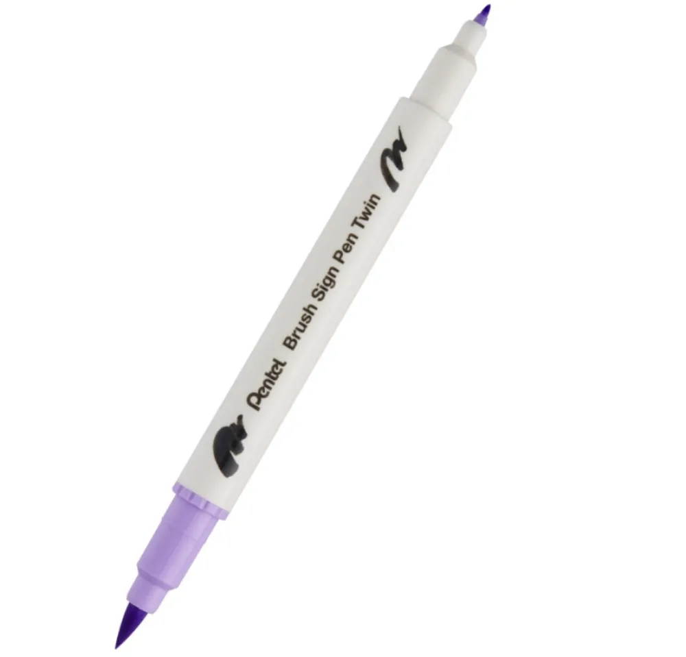 Pentel Dwustronny pisak pędzelkowy Brush Sign Pen Twin - - heliotrop > Pisaki Kaligraficzne