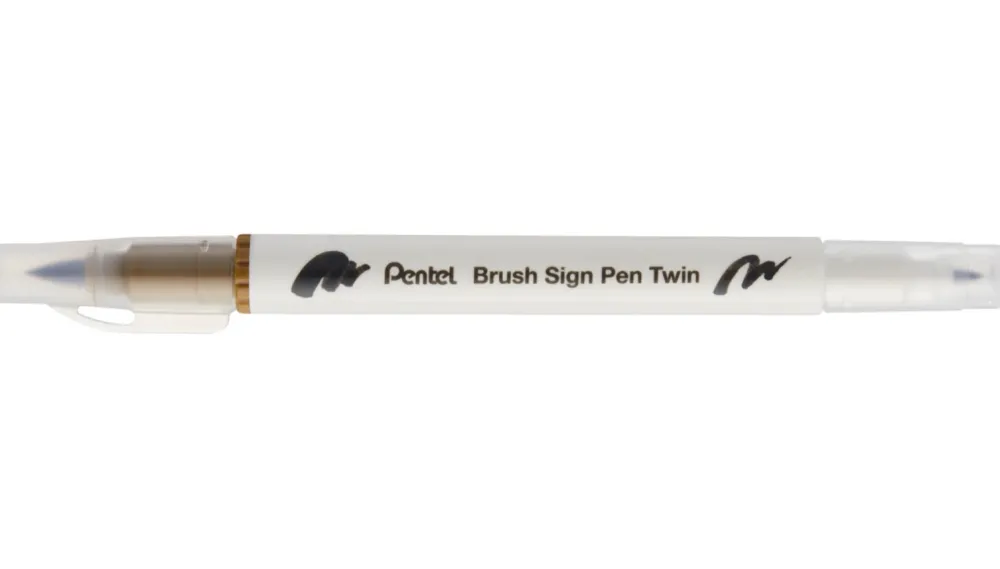 Pentel Dwustronny pisak pędzelkowy Brush Sign Pen Twin - - surowa umbra