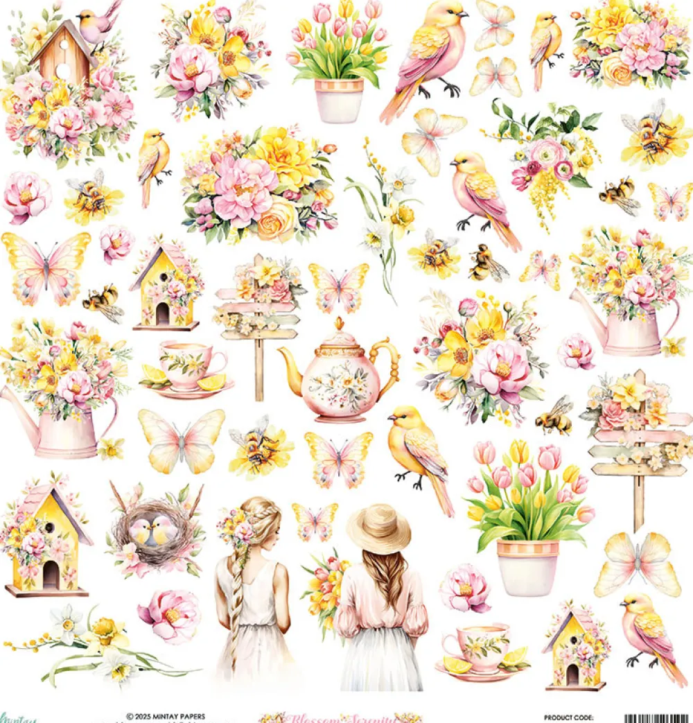 Mintay by Karola Elementy do wycinania 30,5 x 30,5 cm - Mintay - Blossom Serenity > Papiery Do Scrapbookingu