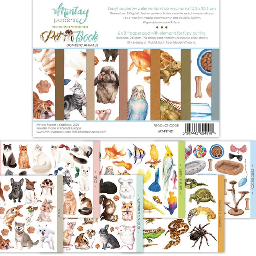 Mintay by Karola Elementy do wycinania 15 x 20 cm - Mintay - Pet Book > Papiery Do Scrapbookingu