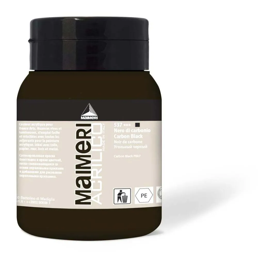 Maimeri Farba akrylowa Acrilico - - 537, Carbon Black, 500 ml