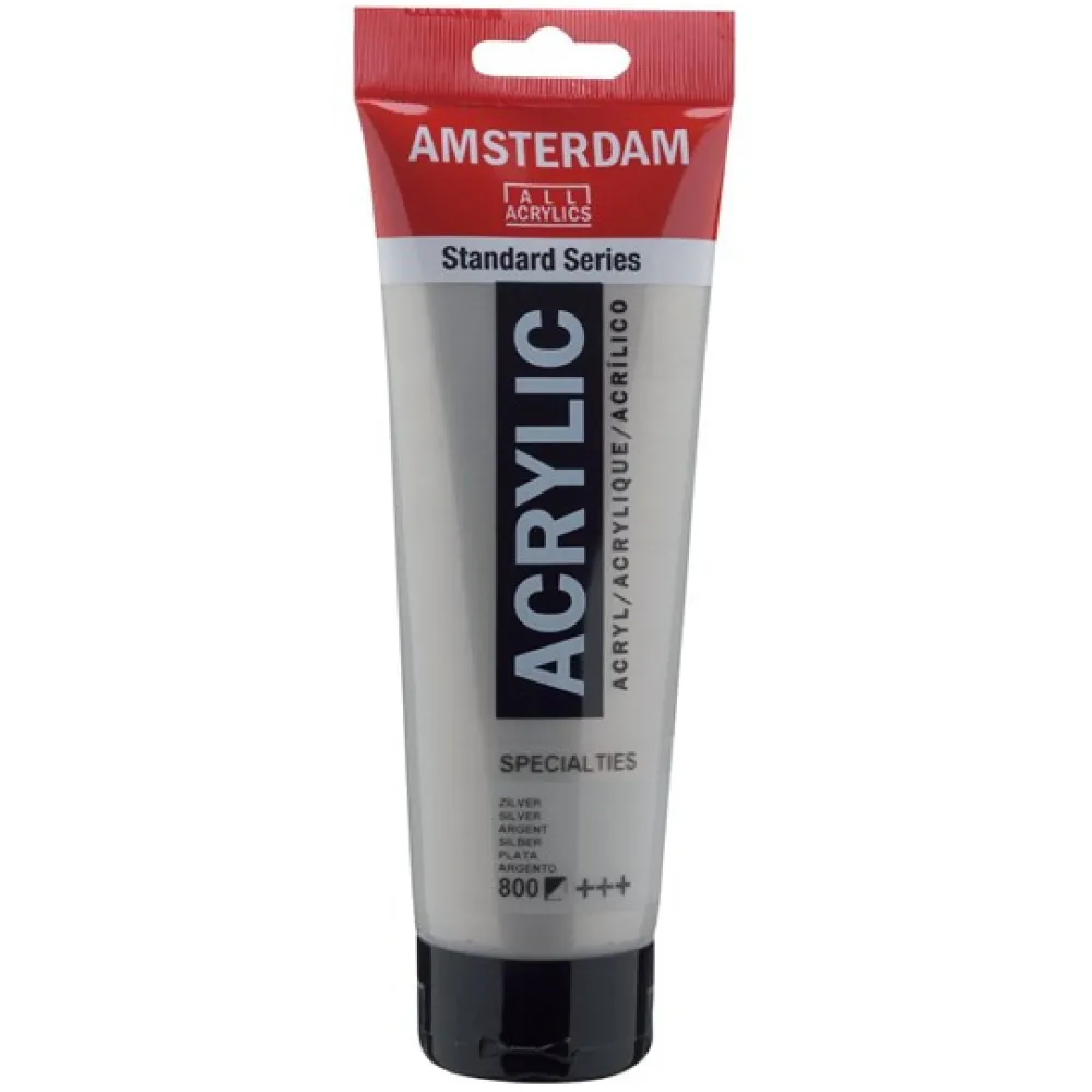 Amsterdam Farba akrylowa - - 800, Silver, 250 ml