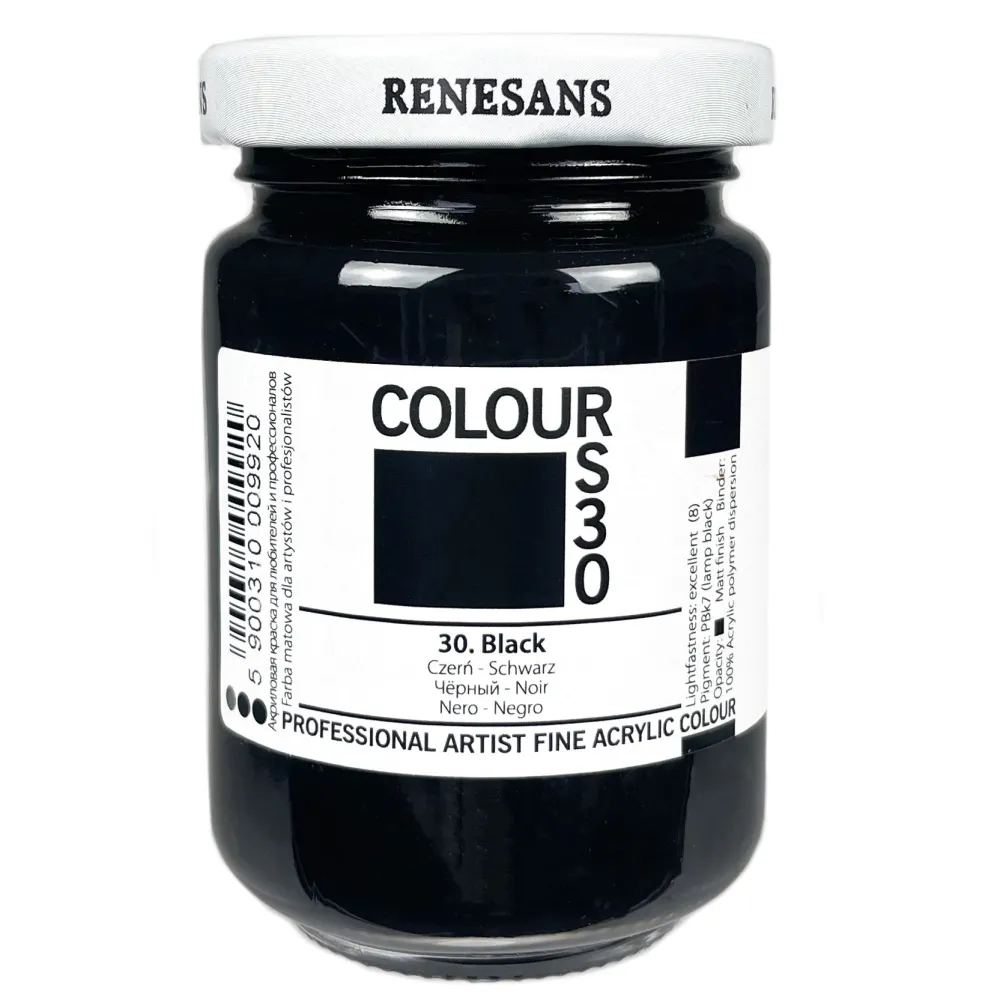 Renesans Farba akrylowa Colours - - 30, black, 125 ml > Farby Akrylowe
