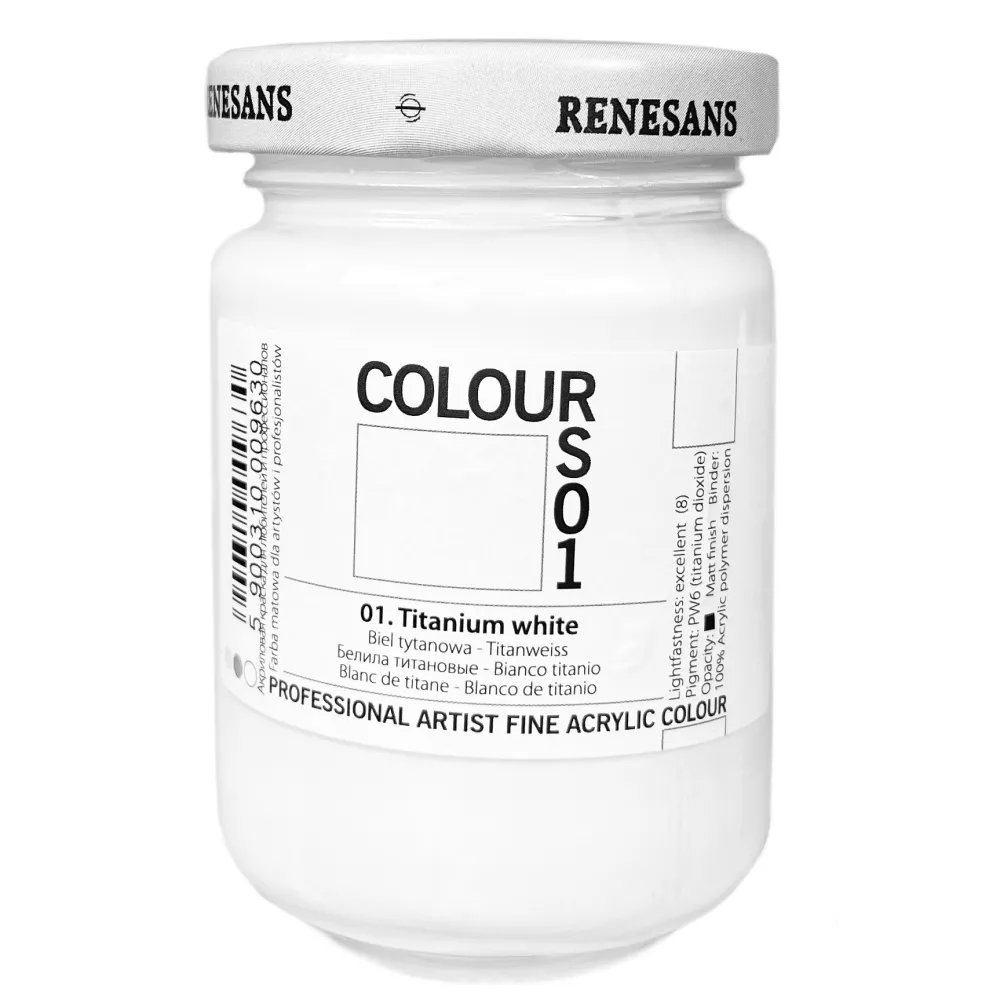 Renesans Farba akrylowa Colours - - 01, titanium white, 125 ml