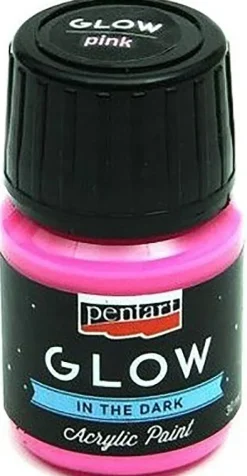 Pentart Farba akrylowa świecąca w ciemności - - różowa 30 ml