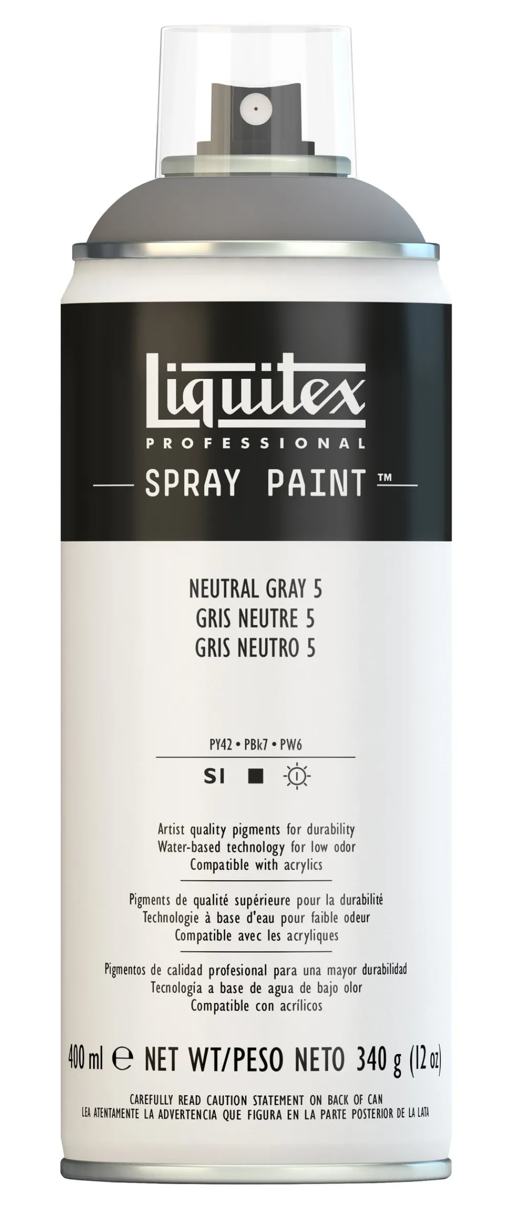 Liquitex Farba akrylowa w spray'u - - Neutral Gray 5, 400 ml > Farby Akrylowe