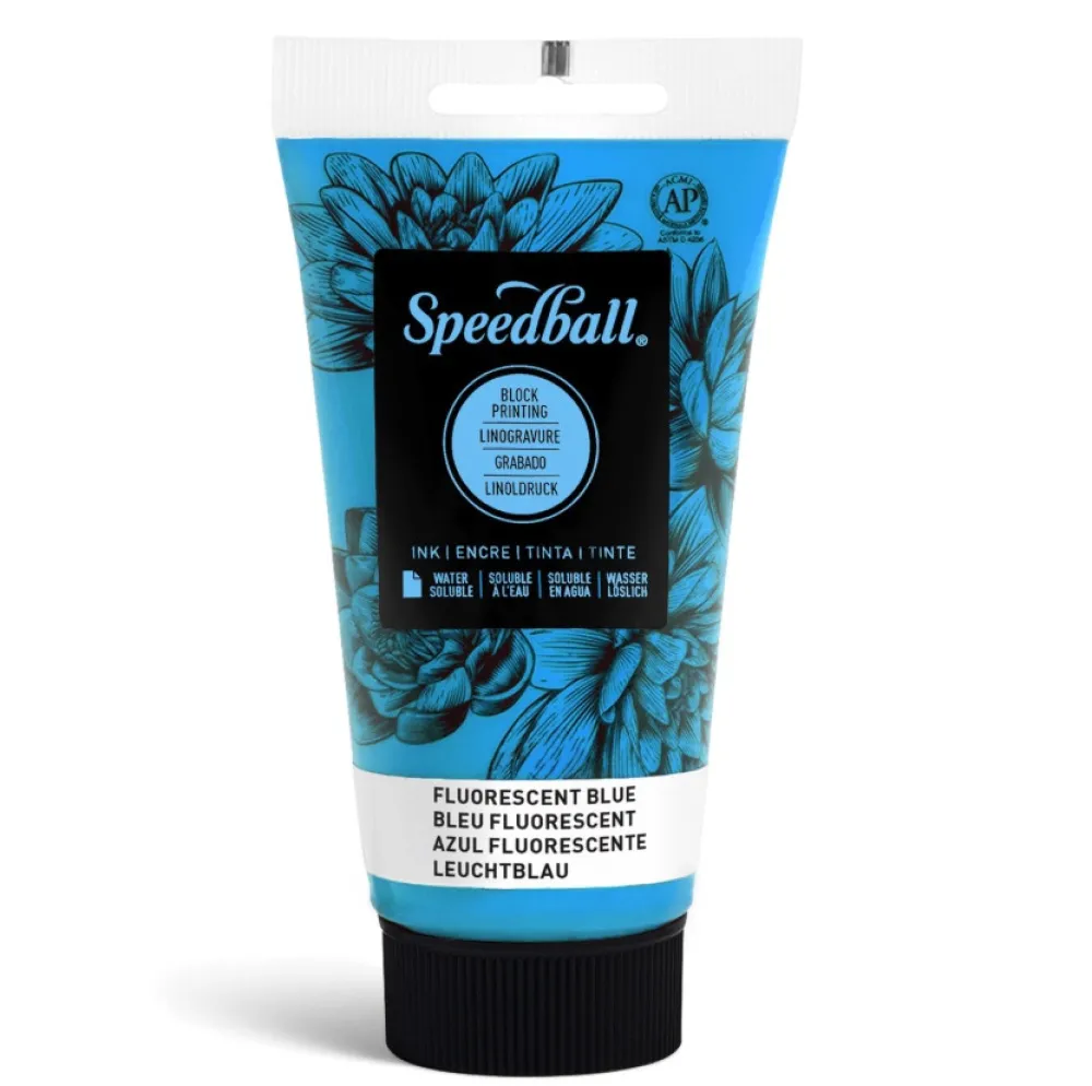 Speedball Farba do linorytu Water-Soluble Ink - - Fluo Blue 75 ml > Techniki Graficzne