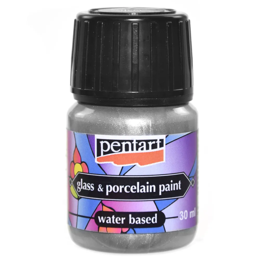 Pentart Farba do porcelany i szkła - - srebrna, 30 ml