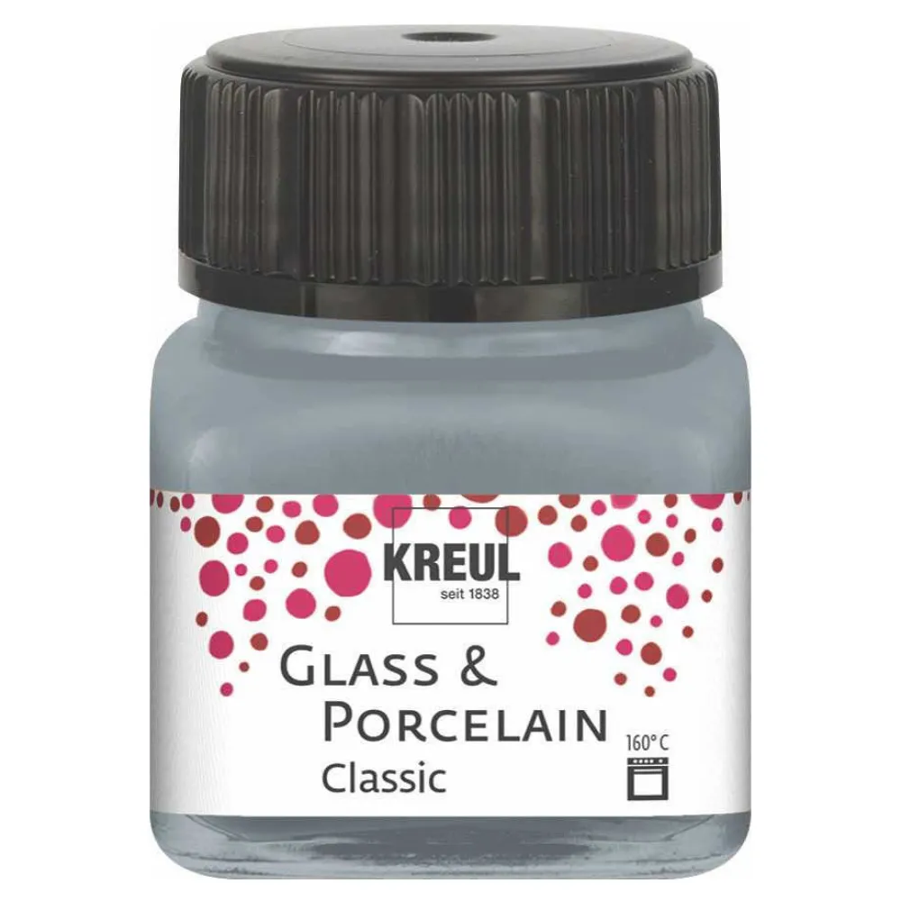 Kreul Farba do szkła i porcelany Classic - - Metallic Silver, 20 ml > Farby Do Szkła|Farby I Pisaki Do Ceramiki
