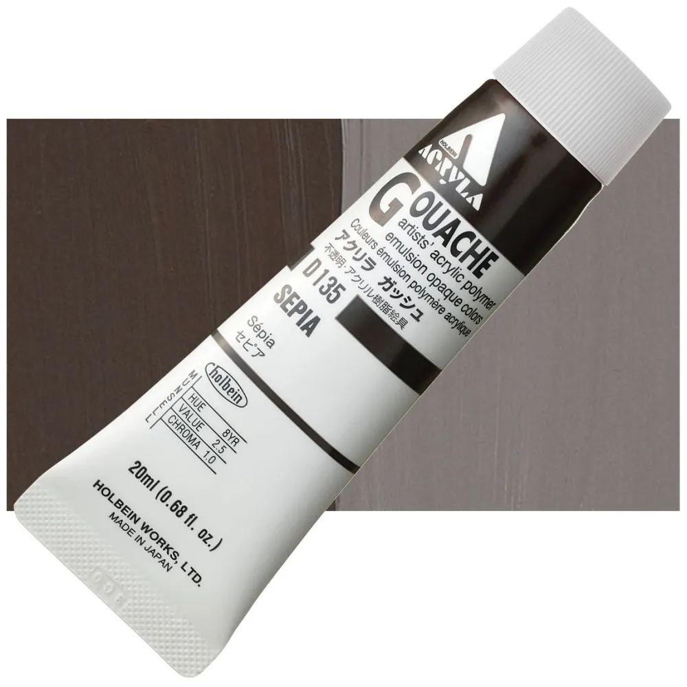 Holbein Farba gwasz Acryla Gouache - - Sepia, 20 ml > Farby Gwasze I Tempery