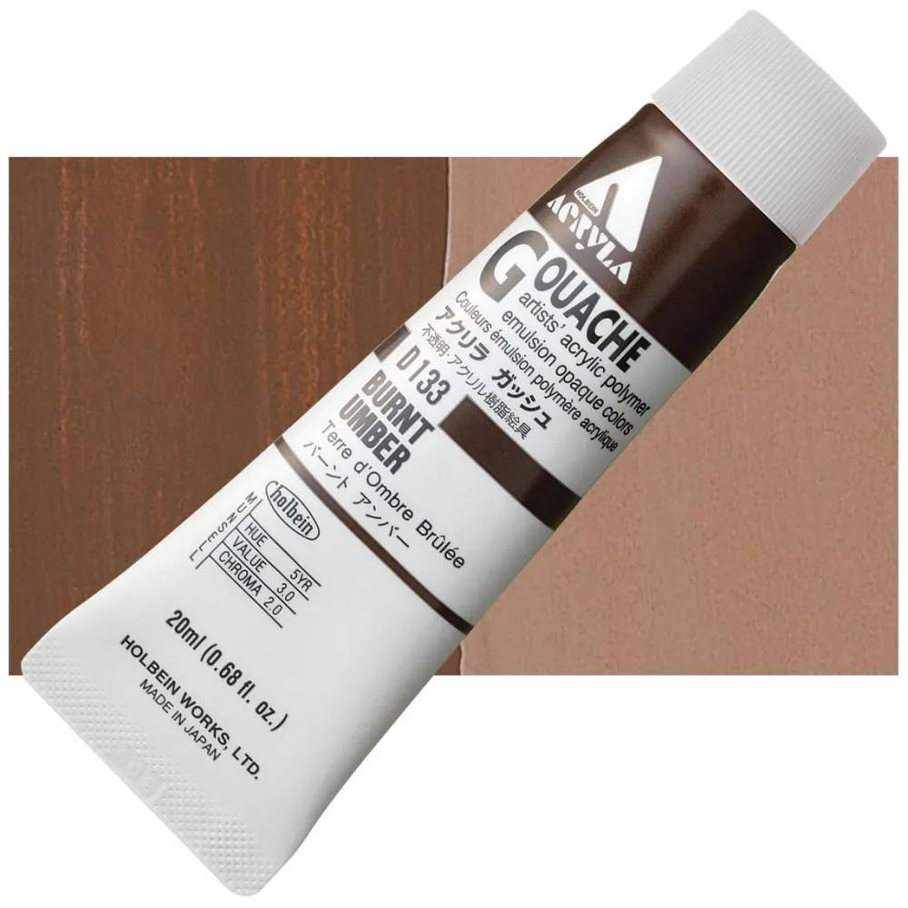 Holbein Farba gwasz Acryla Gouache - - Burnt Umber, 20 ml > Farby Gwasze I Tempery