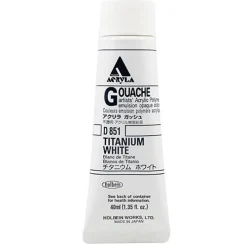 Holbein Farba gwasz Acryla Gouache - - Titanium White, 40 ml > Farby Gwasze I Tempery