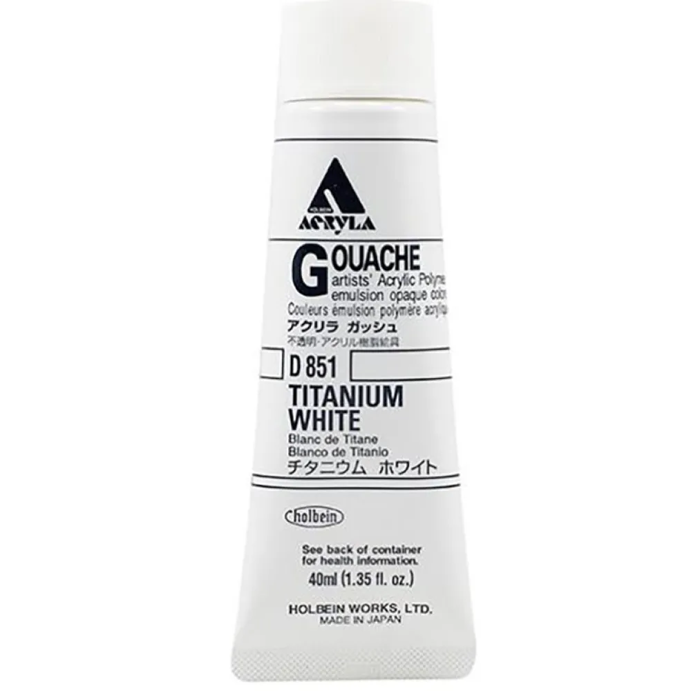 Holbein Farba gwasz Acryla Gouache - - Titanium White, 40 ml > Farby Gwasze I Tempery