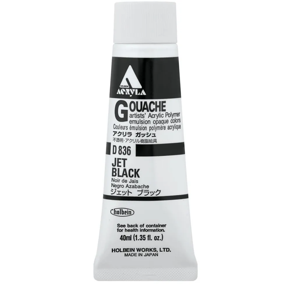 Holbein Farba gwasz Acryla Gouache - - Jet Black, 40 ml