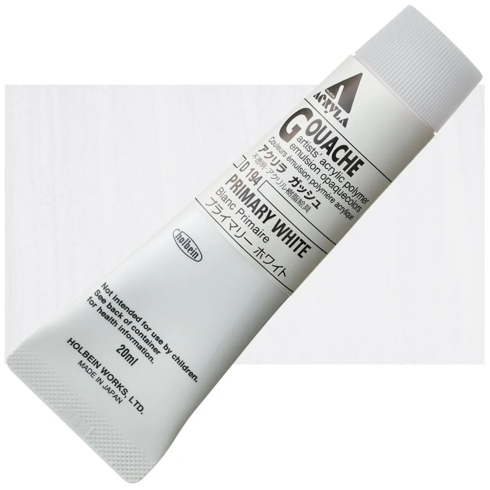 Holbein Farba gwasz Acryla Gouache - - Primary White, 20 ml > Farby Gwasze I Tempery