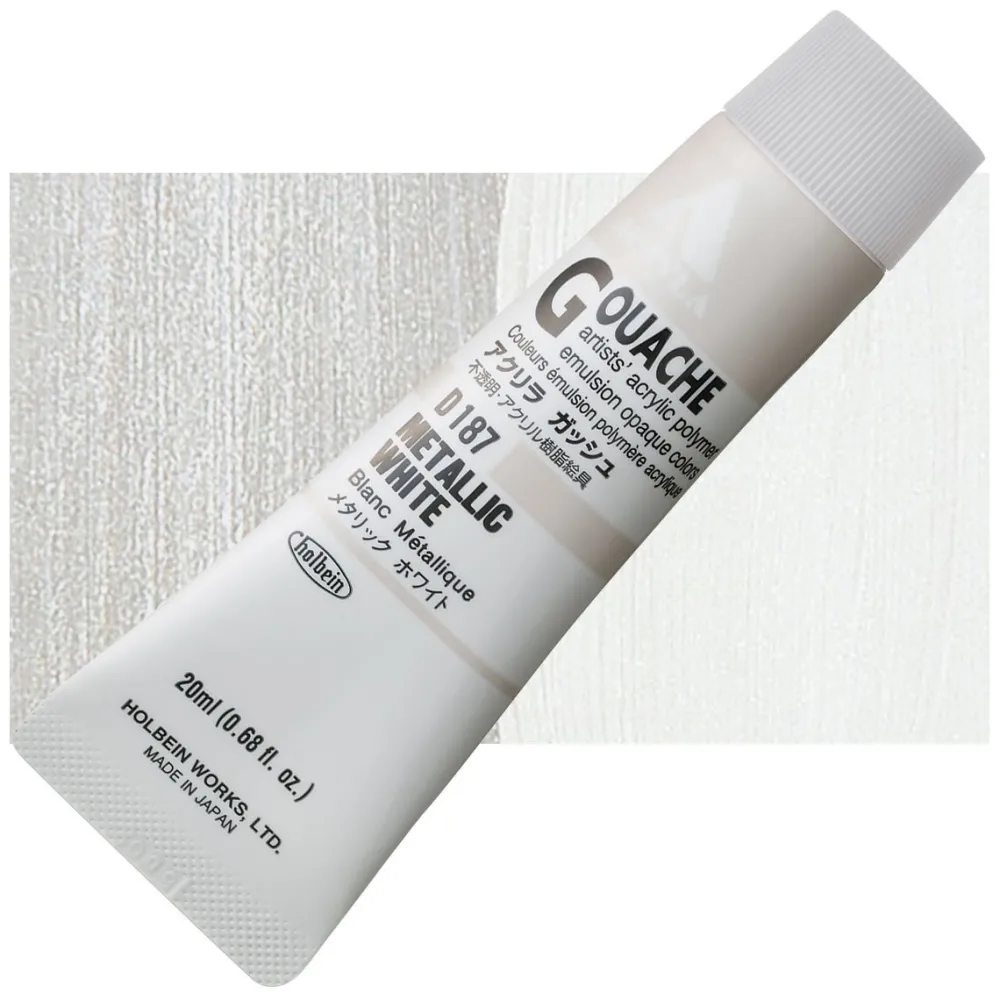 Holbein Farba gwasz Acryla Gouache - - Metallic White, 20 ml