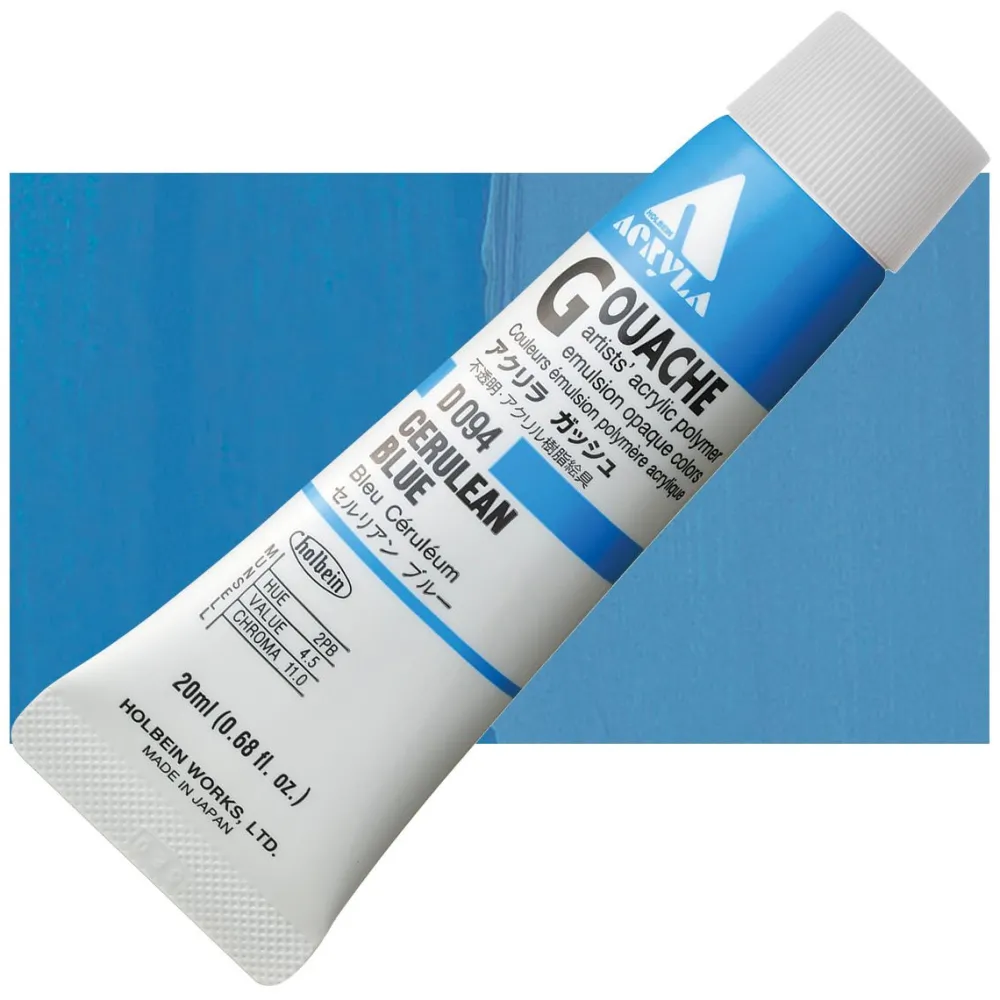 Holbein Farba gwasz Acryla Gouache - - Cerulean Blue, 20 ml