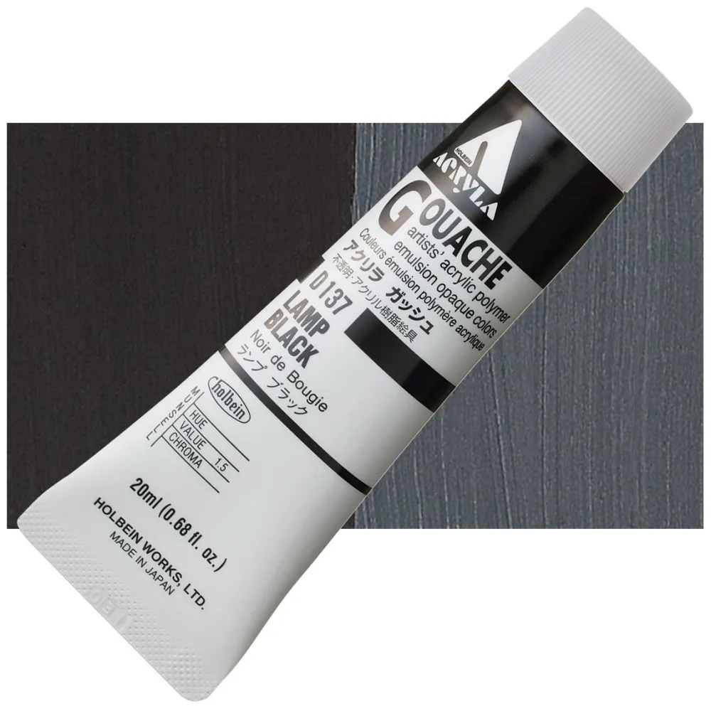 Holbein Farba gwasz Acryla Gouache - - Lamp Black, 20 ml