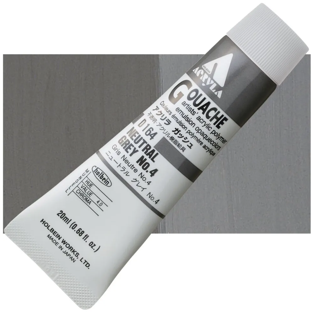 Holbein Farba gwasz Acryla Gouache - - Neutral Grey no. 4, 20 ml