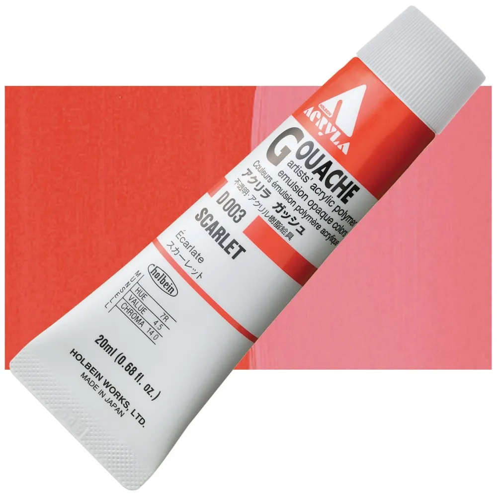 Holbein Farba gwasz Acryla Gouache - - Scarlet, 20 ml