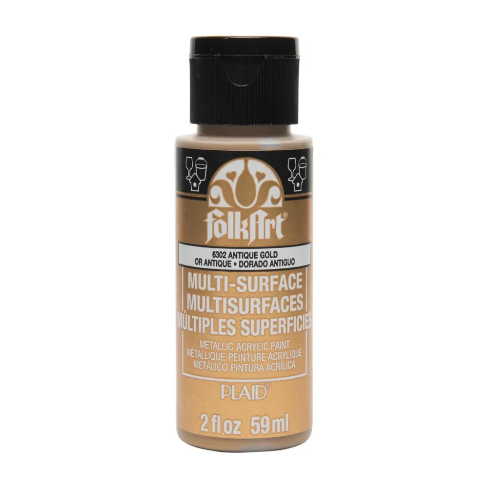 FolkArt Farba metaliczna Multi-Surface - - Anitque Gold, 59 ml > Farby Akrylowe|Farby Dekoracyjne