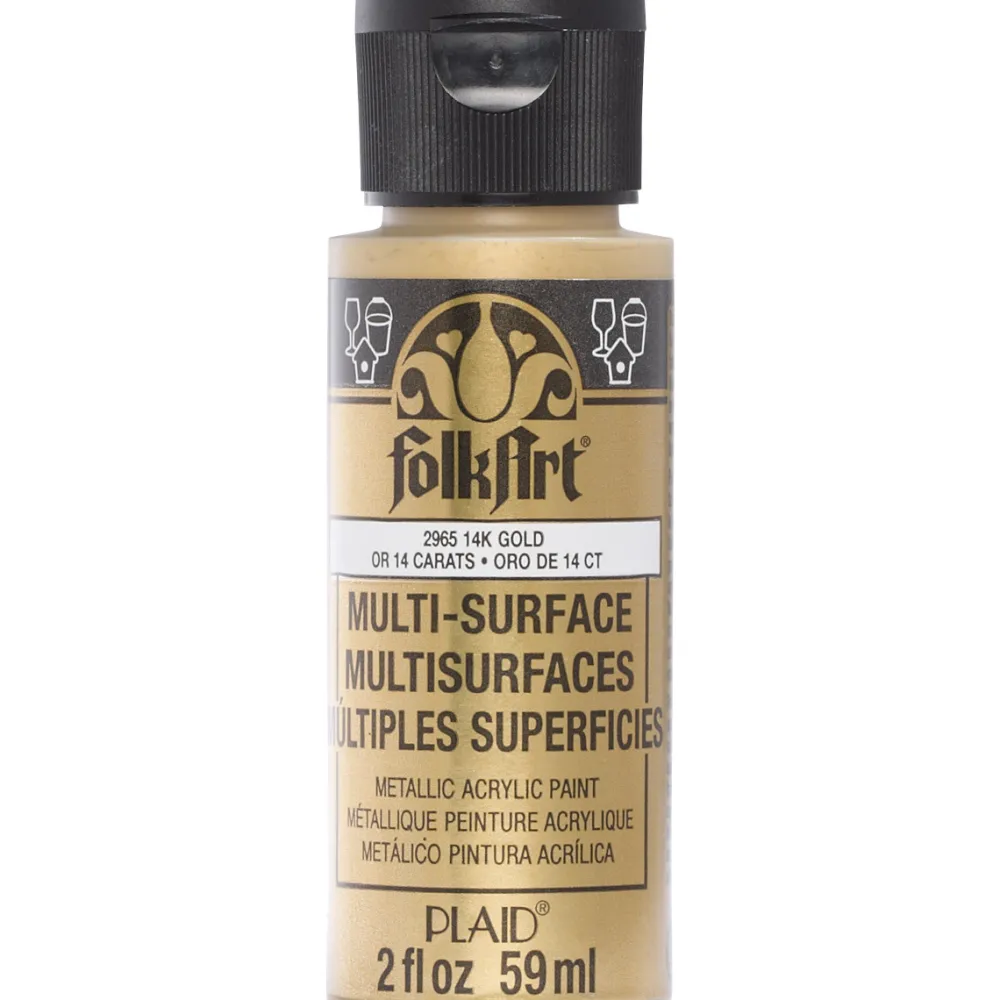 FolkArt Farba metaliczna Multi-Surface - - 14K Gold, 59 ml > Farby Akrylowe|Farby Dekoracyjne