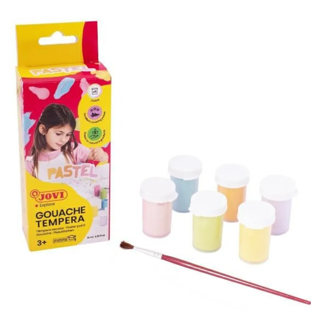 Jovi Farby plakatowe dla dzieci Pastel - - 6 kolorów x 15 ml > Farby Plakatowe