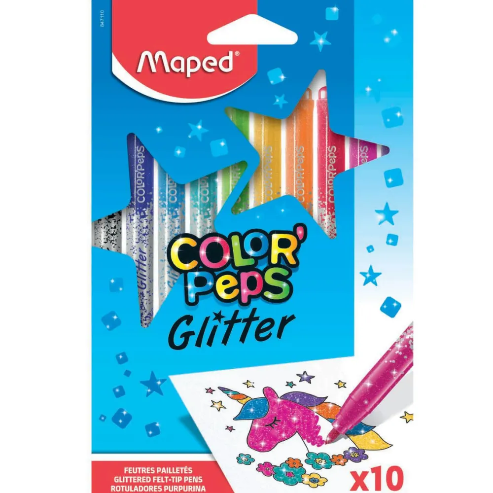 Maped Flamastry brokatowe Color' Peps Glitter dla dzieci - - 10 kolorów > Dzieci Flamastry Dla Dzieci