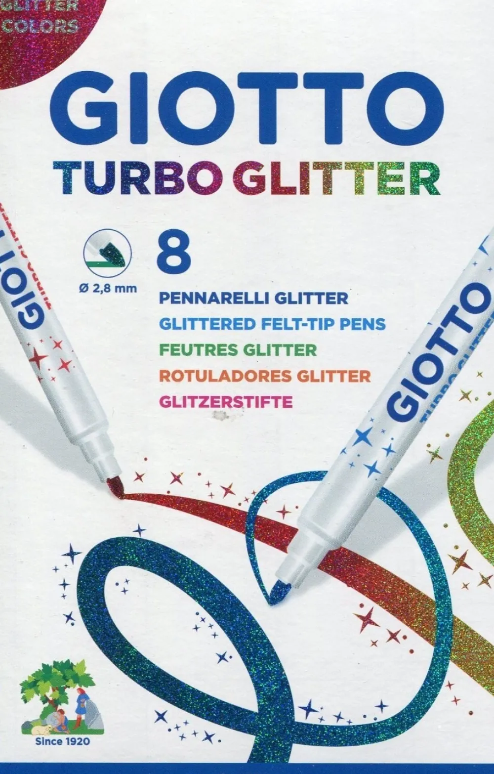 Giotto Flamastry brokatowe Turbo Glitter - - 8 szt. > Dzieci Flamastry Dla Dzieci