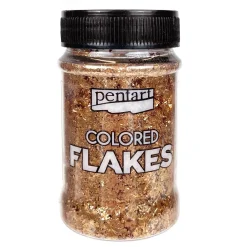 Pentart Folia do złoceń w płatkach Colored Flakes - - różowe złoto, 100 ml