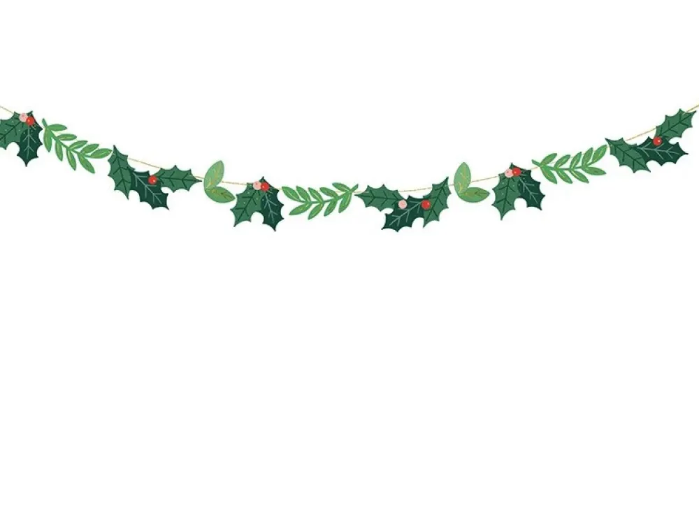PartyDeco Girlanda dekoracyjna Jemioła - zielona, 1,5 m