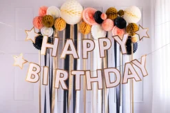 PartyDeco Girlanda Happy Birthday - biało-złota, 14,5 x 220 cm