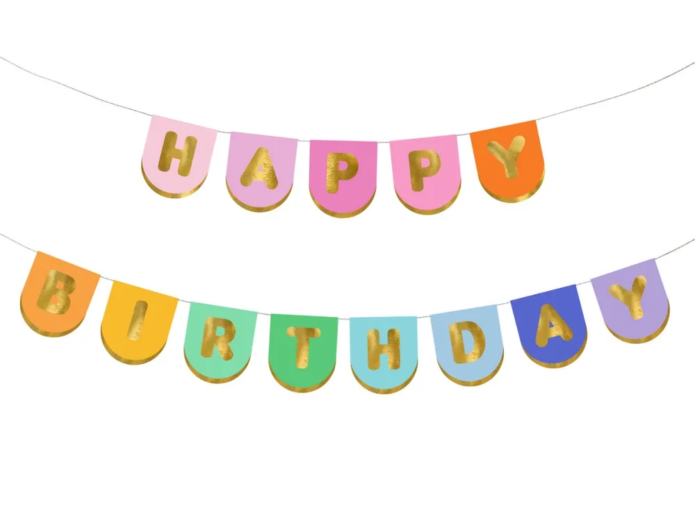 PartyDeco Girlanda Happy Birthday - 12 x 163 cm > Girlandy I Rozety
