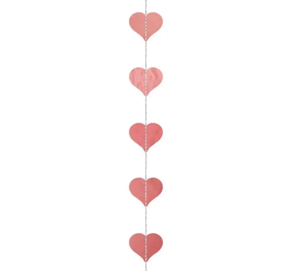 Girlanda, Serca - różowe złoto, 8 cm x 3 m