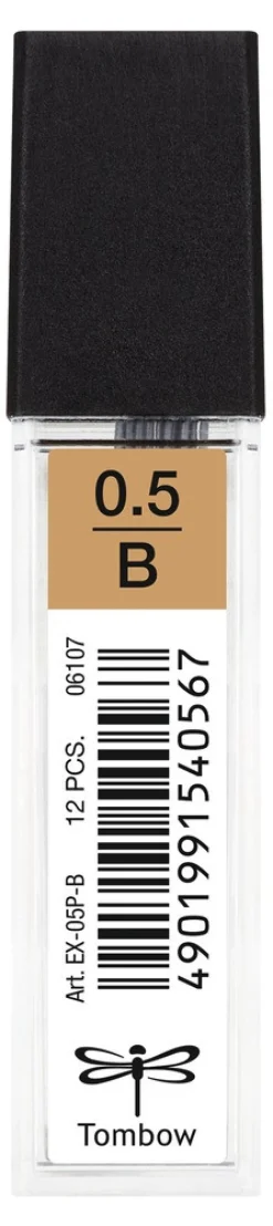 Tombow Grafity do ołówków, 0,5 mm - - B, 12 szt. > Wkłady Do Ołówków