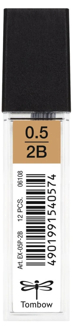 Tombow Grafity do ołówków, 0,5 mm - - 2B, 12 szt. > Wkłady Do Ołówków