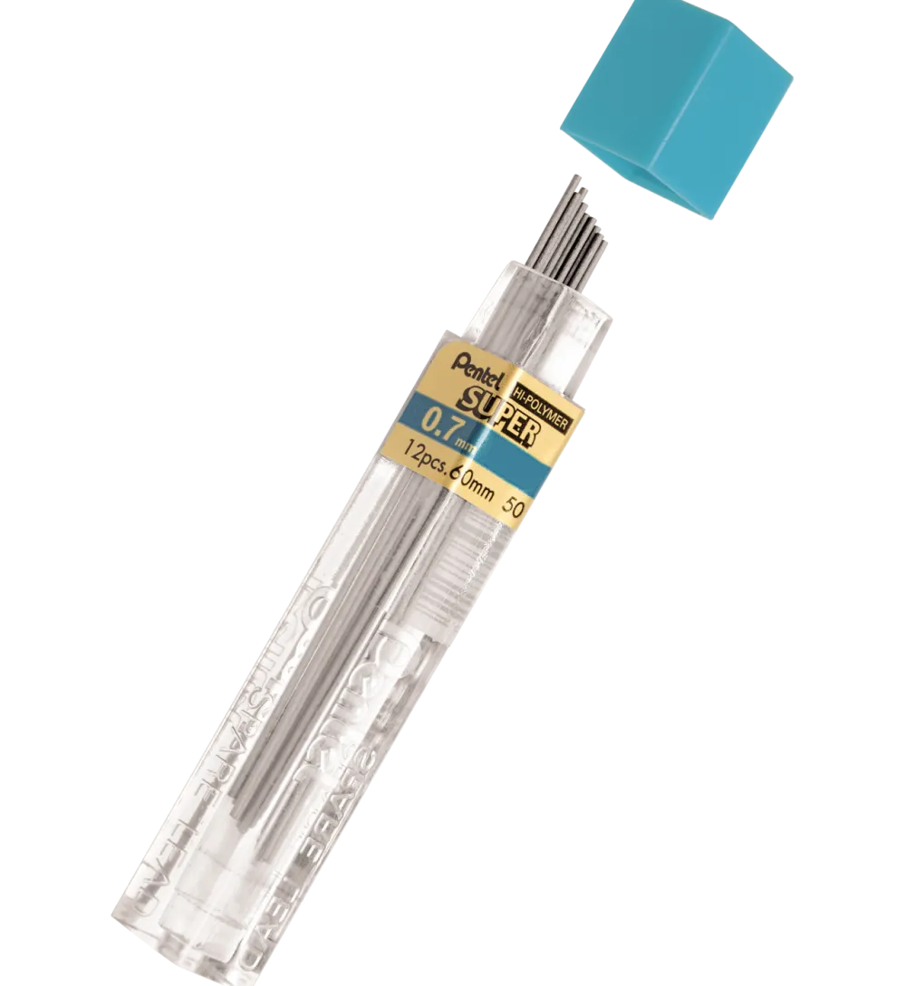 Pentel Grafity do ołówków Super Hi Polymer 0,7 mm - - 2B, 12 szt.