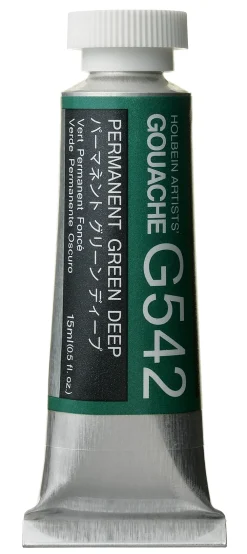 Holbein Gwasz Artists’ Gouache - - Permanent Green Deep, 15 ml