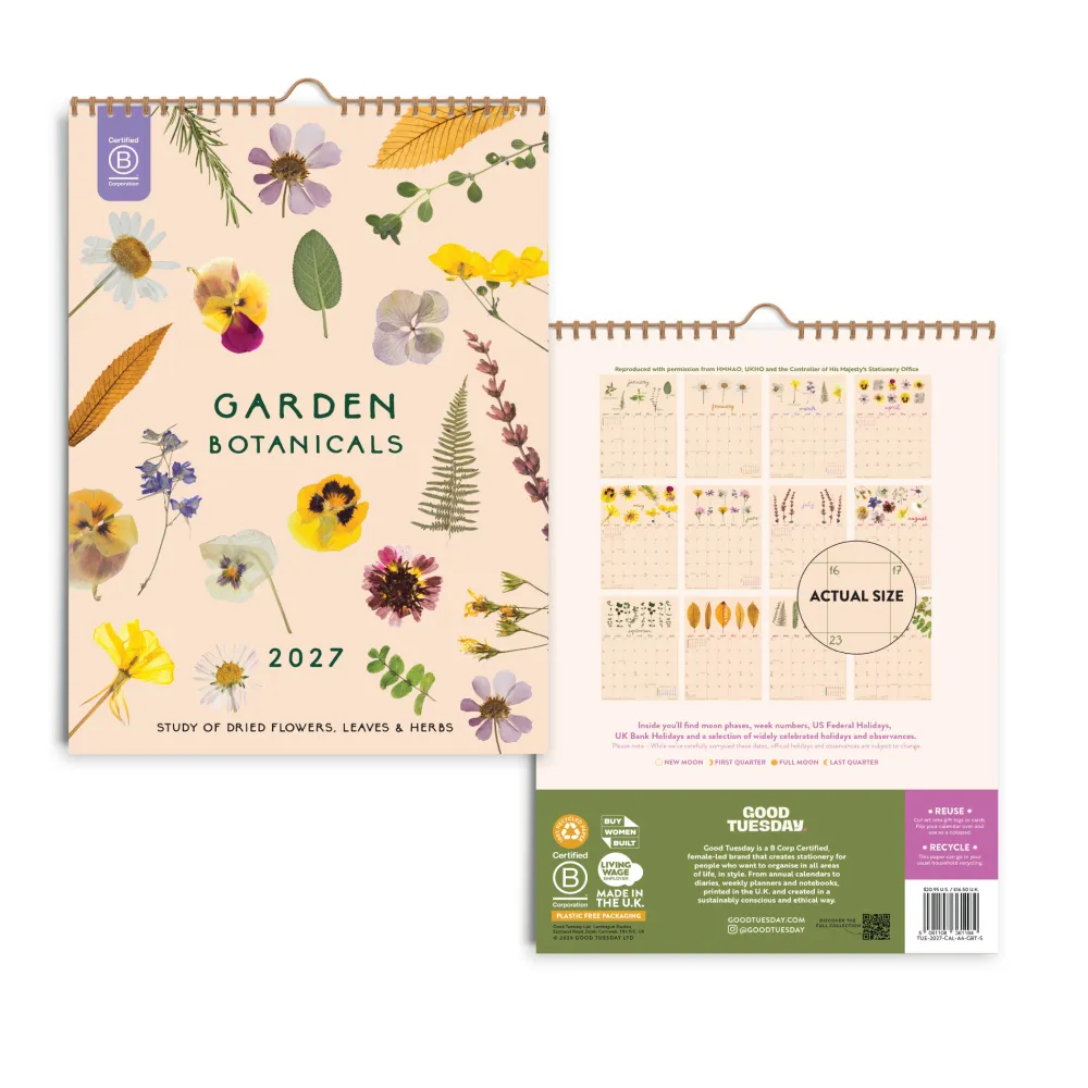 Good Tuesday Kalendarz ścienny 2027 - - Garden Botanicals A4 > Kalendarze Wiszące
