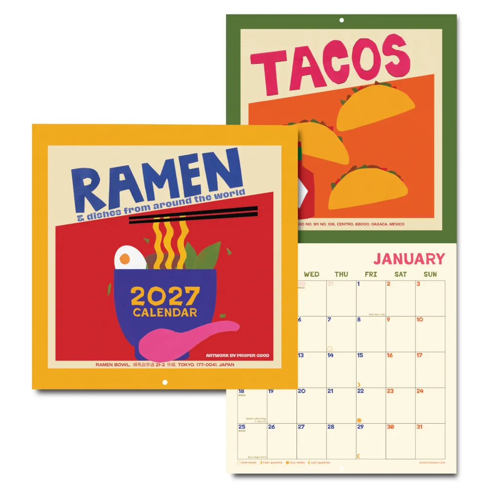 Good Tuesday Kalendarz ścienny 2027 - - Dishes Around the World 30 × 30 cm